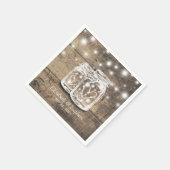 Rustikaler Wood Mason Jar String Lights Polteraben Serviette (Ecke)