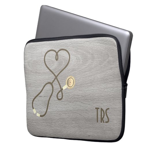 Rustikaler Wood Medical Doctor oder Krankenschwest Laptopschutzhülle (Vorderseite Links)
