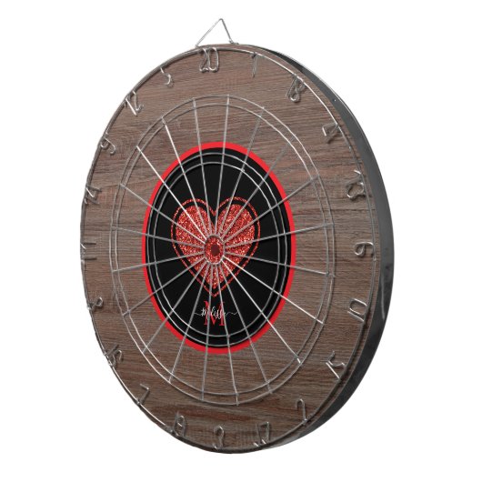 Rustikaler Wood Red Glitzer Dartscheibe (Vorderseite rechts)