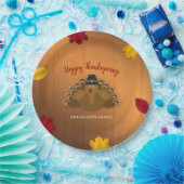 Rustikaler Woodsy Erntedank Türkei & Herbstlaub Pappteller (Party)