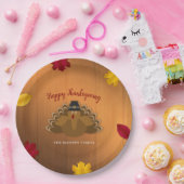 Rustikaler Woodsy Erntedank Türkei & Herbstlaub Pappteller (Party)