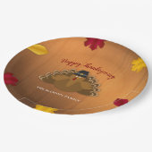 Rustikaler Woodsy Erntedank Türkei & Herbstlaub Pappteller (Schrägansicht)