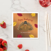 Rustikaler Woodsy Erntedank Türkei & Herbstlaub Serviette (Beispiel)