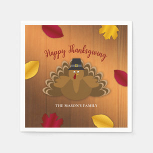 Rustikaler Woodsy Erntedank Türkei & Herbstlaub Serviette
