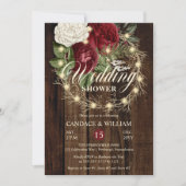 Rustikaler Woodsy Lighted Wreath Polterabend Einladung (Vorderseite)