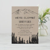 Rustikaler Woodsy Mountain Elopement Empfang Einladung (Stehend Vorderseite)
