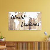 Rustikaler World Explorer White World Map Holzplan Leinwanddruck (Insitu (Wohnzimmer))