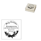 Rustikaler Wreath Frohe Weihnachtsfeier Rücksendea Gummistempel (Stempel)