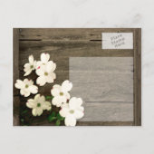 Rustikaler Zaun mit Blume Hochzeit retten das Datu Ankündigungspostkarte (Rückseite)