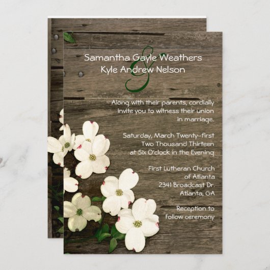 Rustikaler Zaun und Dogwood Blooms Einladung zur H (Vorne/Hinten)