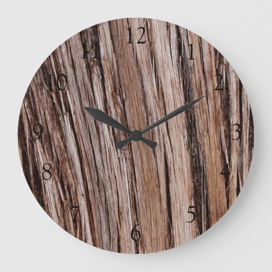 Rustikaler Zedernholz Naturbaum im Freien Muster Große Wanduhr (Vorderseite)