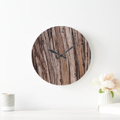 Rustikaler Zedernholz Naturbaum im Freien Muster Große Wanduhr (Zuhause)