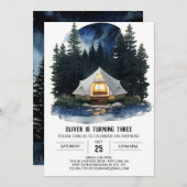 Rustikaler Zelt und Bäume zum Geburtstag Einladung (Vorne/Hinten)