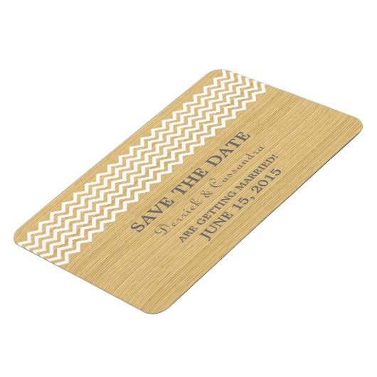 Rustikaler Zickzack Save the Date Magnet, Elfenbei Magnet (Linke Seite)