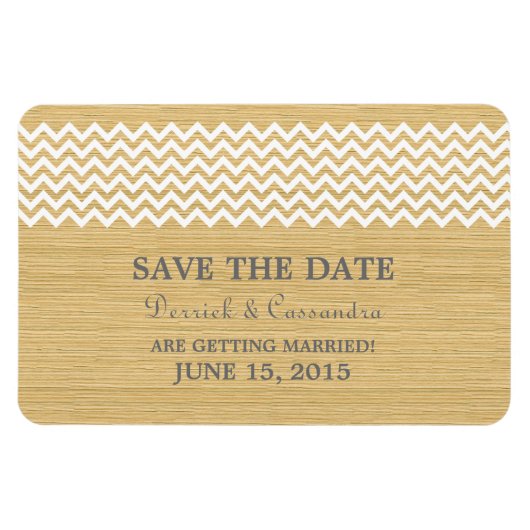 Rustikaler Zickzack Save the Date Magnet, Elfenbei Magnet (Horizontal)
