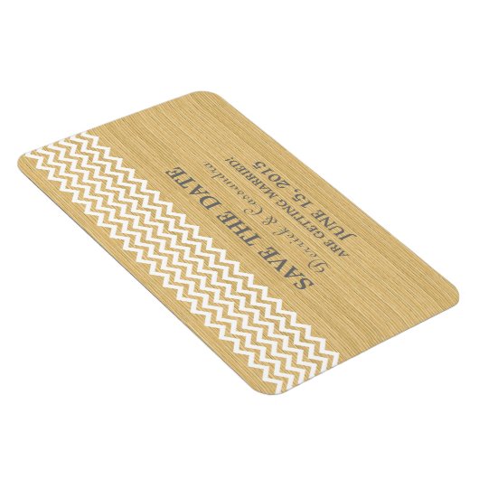 Rustikaler Zickzack Save the Date Magnet, Elfenbei Magnet (Rechte Seite)