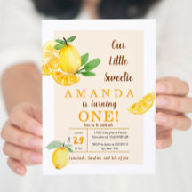 Rustikaler Zitrusfrüchte Lemon 1. Geburtstag