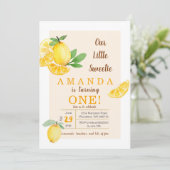 Rustikaler Zitrusfrüchte Lemon 1. Geburtstag Einladung (Stehend Vorderseite)
