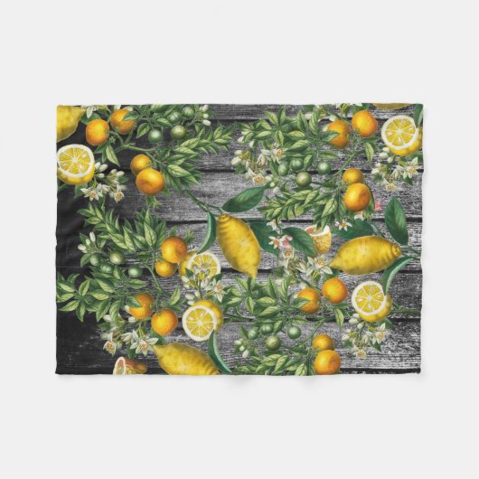 Rustikaler Zitrusgarten Fleecedecke (Vorderseite (Horizontal))