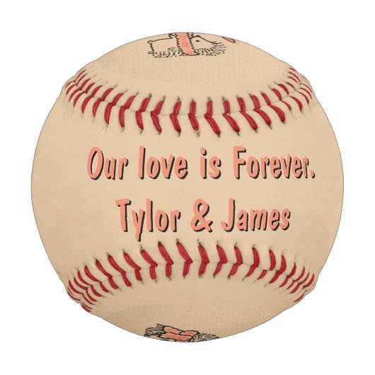 Rustikaler Zwei Niedlicher Igel in Liebe mit Meldu Baseball (Rückseite)