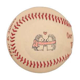 Rustikaler Zwei Niedlicher Igel in Liebe mit Meldu Baseball