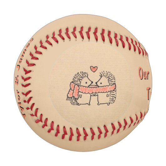 Rustikaler Zwei Niedlicher Igel in Liebe mit Meldu Baseball (Vorderseite Links)