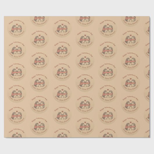 Rustikaler Zwei Niedlicher Igel in Liebe Wrapping- Geschenkpapier (Flach)