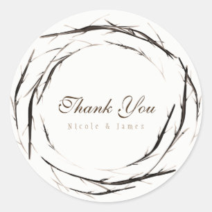 Rustikaler Zweig Äste Kranz Benutzerdefinierte Fav Runder Aufkleber