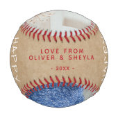 Rustikales 1. Vatertag Skript 2 FotoCollage Baseball (Rückseite)