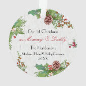 Rustikales 1. Weihnachten Junge Mutter & Vater Mei Ornament (Rückseite)