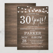 Rustikales 30. Geburtstag Einladung Holz (Vorne/Hinten)
