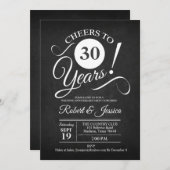Rustikales 30. Hochzeitstag - Chalkboard White Einladung (Vorne/Hinten)