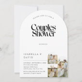 Rustikales 3-Foto-Arch-Script-Budget Paare Dusche Einladung (Vorderseite)