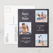 Rustikales 3-Foto-Budget-Chalkboard Save the Date (Vorne/Hinten)