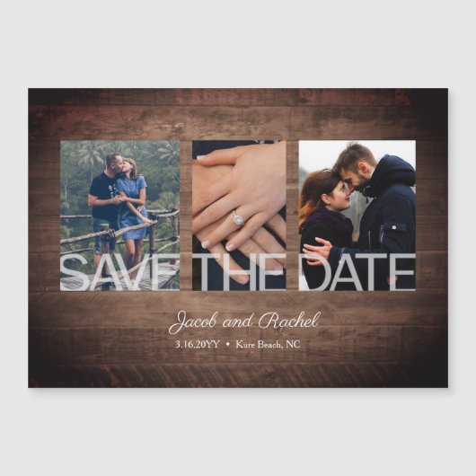 Rustikales 3-Foto Collage Magnet (Vorderseite)