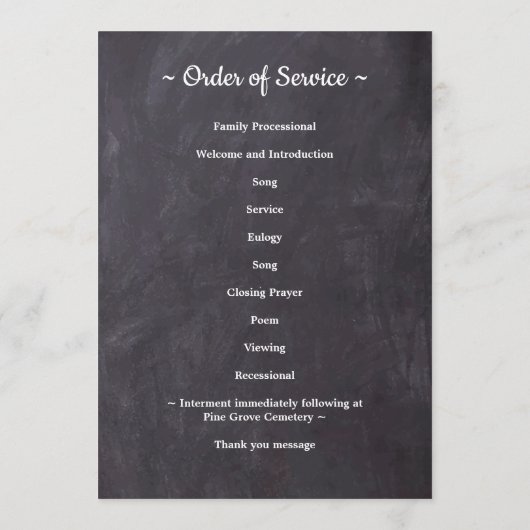 Rustikales 3-Foto-Gedenkorden zur Beerdigung Programm (Rückseite)