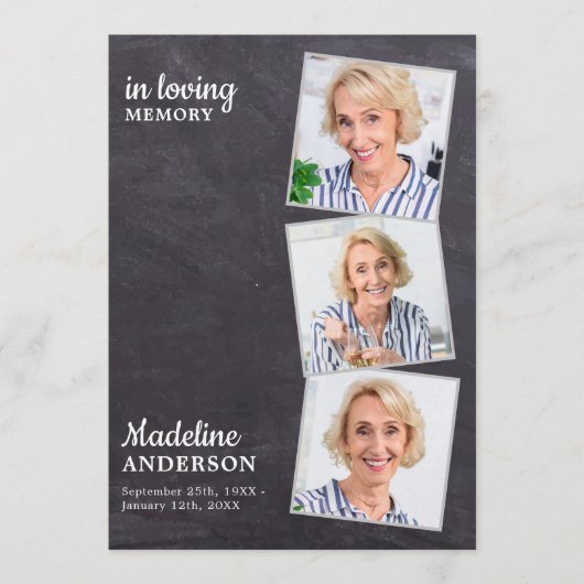 Rustikales 3-Foto-Gedenkorden zur Beerdigung Programm (Vorderseite)