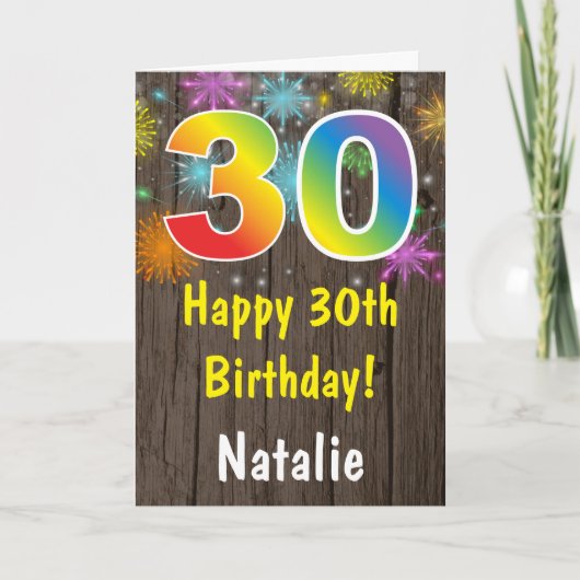 Rustikales 40. Geburtstag Farbenfrohe Regenbogenfe Karte (Vorderseite)