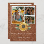 Rustikales 4 Foto Collage Sonnenblumen Abschluss A Ankündigung (Vorne/Hinten)