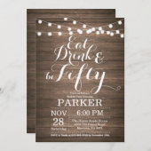 Rustikales 50. Geburtstag Einladung Holz (Vorne/Hinten)