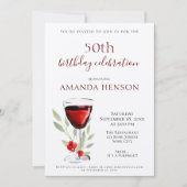 Rustikales 50. Geburtstag Roter Wein Überraschung Einladung (Vorderseite)