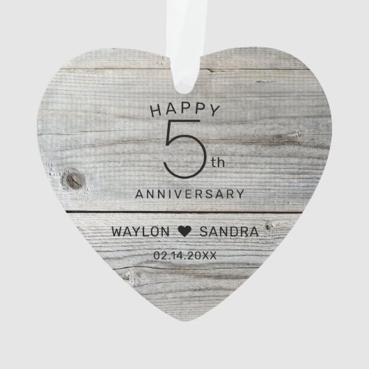 Rustikales 5. Jubiläum Ornament (Rückseite)