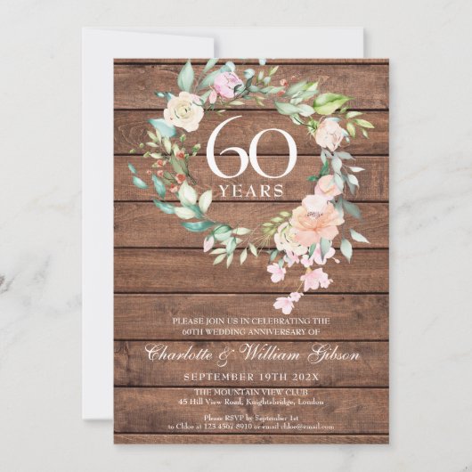 Rustikales 60. 75. Jubiläum Hochzeitsfeier Foto Einladung (Vorderseite)