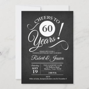 Rustikales 60. Hochzeitstag - Chalkboard White Einladung