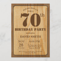 Rustikales 70. Geburtstag Einladung Vintages Holz
