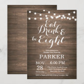 Rustikales 80. Geburtstag Einladung Holz (Vorne/Hinten)