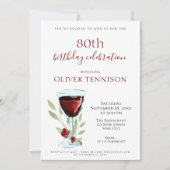 Rustikales 80. Geburtstag Roter Party Einladung