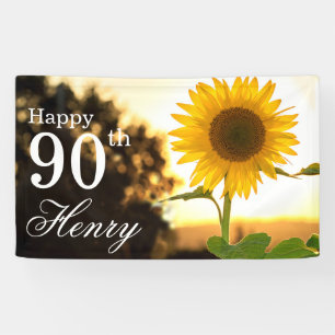 Rustikales 90. Geburtstags-Sonnenblume Banner