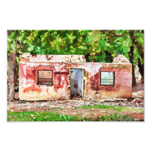 Rustikales Abandoned House inmitten des grünen Wal Fotodruck