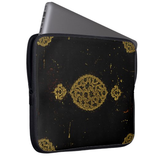 Rustikales Abdeckungs-Schwarzes und Gold gotisch Laptopschutzhülle (Vorne Rechts)